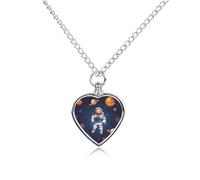 BTCOWZRV Personalized Pet Urn Cremation Necklace for Ashes - Space Astronaut Pet Ashes Necklace - Custom Keepsake Necklace with Photo And Text, Memorial Heart Urn Pendant for Dogs Cat