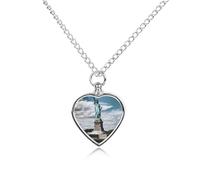 BTCOWZRV Personalized Pet Urn Cremation Necklace for Ashes - Statue Of Liberty In NYC Pet Ashes Necklace - Custom Keepsake Necklace with Photo And Text, Memorial Heart Urn Pendant for Dogs Cat