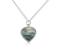 BTCOWZRV Personalized Pet Urn Cremation Necklace for Ashes - Sunny Sea Turtle Pet Ashes Necklace - Custom Keepsake Necklace with Photo And Text, Memorial Heart Urn Pendant for Dogs Cat