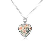 BTCOWZRV Personalized Pet Urn Cremation Necklace for Ashes - Watercolor Flowers Pet Ashes Necklace - Custom Keepsake Necklace with Photo And Text, Memorial Heart Urn Pendant for Dogs Cat