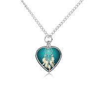 BTCOWZRV Personalized Pet Urn Cremation Necklace for Ashes - White Dream Catcher Feather Pet Ashes Necklace - Custom Keepsake Necklace with Photo And Text, Memorial Heart Urn Pendant for Dogs Cat