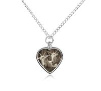 BTCOWZRV Personalized Pet Urn Cremation Necklace for Ashes - White Goat Pet Ashes Necklace - Custom Keepsake Necklace with Photo And Text, Memorial Heart Urn Pendant for Dogs Cat