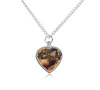 BTCOWZRV Personalized Pet Urn Cremation Necklace for Ashes - Wild Animals Pet Ashes Necklace - Custom Keepsake Necklace with Photo And Text, Memorial Heart Urn Pendant for Dogs Cat