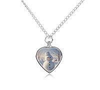 BTCOWZRV Personalized Pet Urn Cremation Necklace for Ashes - Winter Snowman Pet Ashes Necklace - Custom Keepsake Necklace with Photo And Text, Memorial Heart Urn Pendant for Dogs Cat