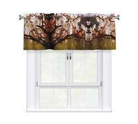 BTCOWZRV Plum Tree Blossom Curtain Valance for Windows,Kitchen Window Curtains Blackout Drapes Window Treatments Decorative Rod Pocket Short Curtain for Living Room Bedroom,54" W x 18" L