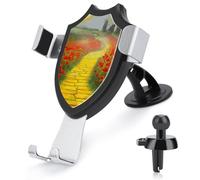 BTCOWZRV Poppies Field Yellow Brick Road Car Phone Holder [Upgraded Strongest Suction & Clip] Cell Phone Mount for Dashboard Windshield Vent Wall, Universal Hands Free Automobile Cradle for Women Men