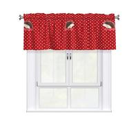 BTCOWZRV Red Polka dot Hedgehog Curtain Valance for Windows,Kitchen Window Curtains Blackout Drapes Window Treatments Decorative Rod Pocket Short Curtain for Living Room Bedroom,54" W x 18" L