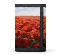 BTCOWZRV Red Poppy Trifold Wallet for Men Women Stylish Slim Trifold Wallet Minimalist Front Pocket Outdoor Sports Wallets Large Capacity Cards Purse Coin And Credit Card Holder