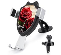 BTCOWZRV Red Rose Flowers Car Phone Holder [Upgraded Strongest Suction & Clip] Cell Phone Mount for Dashboard Windshield Vent Wall, Universal Hands Free Automobile Cradle for Women Men