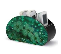 BTCOWZRV Remote Control Holder PU Leather Remote Caddy with 5 Compartment TV Remote Holder Green Sparkly Spring Remote Box Remote Control Organizer Pen Holder for Desktop Organizers