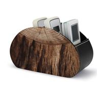 BTCOWZRV Remote Control Holder PU Leather Remote Caddy with 5 Compartment TV Remote Holder Stump of Oak Tree Remote Box Remote Control Organizer Pen Holder for Desktop Organizers