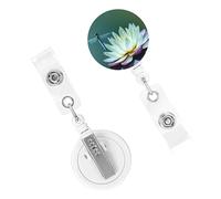 BTCOWZRV Retractable Badge Holders for Women Men Badge Clip Dragonfly Water Lily Badge Reel with Key Ring for Nurse Id Card Holders Badge Holder Reel for Work Doctor