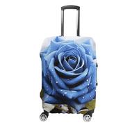 BTCOWZRV Romantic Blue Rose Travel Luggage Cover Dustproof Suitcase Cover Luggage Covers For Suitcase Thicken Elastic Suitcase Protector Washable Baggage Covers Fit 19-32 Inch Luggage, White, S