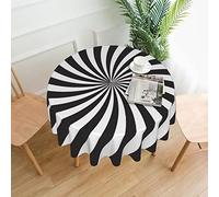 BTCOWZRV Round Tablecloth 60 inch White Black Swirl Design Table Cloth Water Repellent Wrinkle-Free Decorative Table Covers for Dining Circle Tablecloth for Kitchen Party Patio Indoor and Outdoor Use