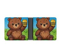 BTCOWZRV Rustic Bear Wallet, Minimalist Business Card Holder, Slim Bifold Wallet, Multiple Card Slots for Cash And Cards, Ideal for Men Women Daily Work Office Travel