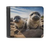 BTCOWZRV Seal on The Beach Slim Wallets for Men Bifold Wallet