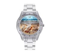 BTCOWZRV Seashells on The Sandy Beach Watch for Men Alloy Analog Watch Fashion Wristwatch Easy to Read Business Work Wrist Watch Sport Casual Dress Watch for Husband Father at Birthday Anniversary