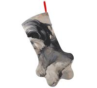 BTCOWZRV Shih Tzu Dog Paw Christmas Stocking Xmas Stocking | Polyester Christmas Stockings Hanging Ornaments 16.6 Inches Holiday Stocking for Fireplace Christmas Holiday Party Decoration