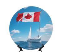 BTCOWZRV Ship sailing Bone China Decorative Plate,7in Ceramic Decorative Plates with Display Stand,Ceramic Ornaments Art Porcelain Plate for Home Office Wall Decor Collections Plates