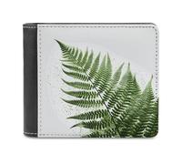 BTCOWZRV Single Green Fern Leaf Slim Wallets for Men Bifold Wallet
