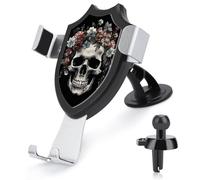 BTCOWZRV Skull in Darkness Car Phone Holder [Upgraded Strongest Suction & Clip] Cell Phone Mount for Dashboard Windshield Vent Wall, Universal Hands Free Automobile Cradle for Women Men