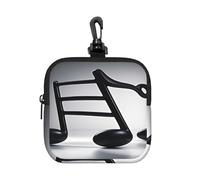 BTCOWZRV Small Neoprene Pouch, Mini Portable Makeup Bag With Carabiner Keychain Waterproof Travel Coin Purse Storage Bag Black White Music Note Clutch Cosmetic Organizer For Women