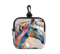 BTCOWZRV Small Neoprene Pouch, Mini Portable Makeup Bag With Carabiner Keychain Waterproof Travel Coin Purse Storage Bag Horse Pattern Clutch Cosmetic Organizer For Women
