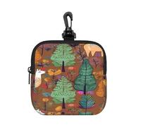 BTCOWZRV Small Neoprene Pouch, Mini Portable Makeup Bag With Carabiner Keychain Waterproof Travel Coin Purse Storage Bag Alpaca In The Forest Clutch Cosmetic Organizer For Women