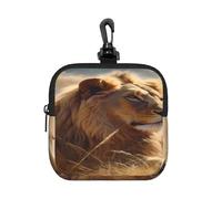 BTCOWZRV Small Neoprene Pouch, Mini Portable Makeup Bag With Carabiner Keychain Waterproof Travel Coin Purse Storage Bag Prairie Lion Clutch Cosmetic Organizer For Women