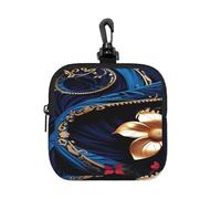 BTCOWZRV Small Neoprene Pouch, Mini Portable Makeup Bag With Carabiner Keychain Waterproof Travel Coin Purse Storage Bag Elegant Blue And Black Clutch Cosmetic Organizer For Women