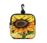 BTCOWZRV Small Neoprene Pouch, Mini Portable Makeup Bag With Carabiner Keychain Waterproof Travel Coin Purse Storage Bag Shine Like A Sunflower Clutch Cosmetic Organizer For Women