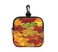 BTCOWZRV Small Neoprene Pouch, Mini Portable Makeup Bag With Carabiner Keychain Waterproof Travel Coin Purse Storage Bag Autumn Leaves Clutch Cosmetic Organizer For Women