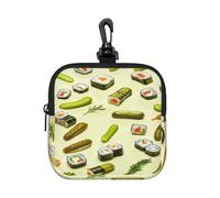 BTCOWZRV Small Neoprene Pouch, Mini Portable Makeup Bag With Carabiner Keychain Waterproof Travel Coin Purse Storage Bag Sushi Dill Pickles Clutch Cosmetic Organizer For Women