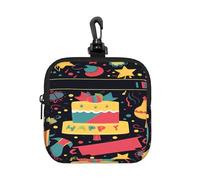 BTCOWZRV Small Neoprene Pouch, Mini Portable Makeup Bag With Carabiner Keychain Waterproof Travel Coin Purse Storage Bag Happy Birthday Images Clutch Cosmetic Organizer For Women
