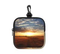 BTCOWZRV Small Neoprene Pouch, Mini Portable Makeup Bag With Carabiner Keychain Waterproof Travel Coin Purse Storage Bag Field Sunrise Clutch Cosmetic Organizer For Women