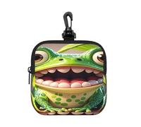 BTCOWZRV Small Neoprene Pouch, Mini Portable Makeup Bag With Carabiner Keychain Waterproof Travel Coin Purse Storage Bag Frog With Mouth Open Cartoon Clutch Cosmetic Organizer For Women