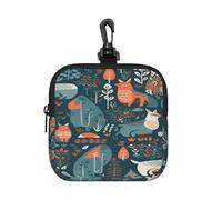 BTCOWZRV Small Neoprene Pouch, Mini Portable Makeup Bag With Carabiner Keychain Waterproof Travel Coin Purse Storage Bag Scandinavian Animals Clutch Cosmetic Organizer For Women