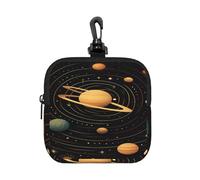 BTCOWZRV Small Neoprene Pouch, Mini Portable Makeup Bag With Carabiner Keychain Waterproof Travel Coin Purse Storage Bag Retro Astronomical Pattern Clutch Cosmetic Organizer For Women