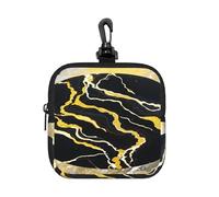 BTCOWZRV Small Neoprene Pouch, Mini Portable Makeup Bag With Carabiner Keychain Waterproof Travel Coin Purse Storage Bag Black Gold Marble Clutch Cosmetic Organizer For Women
