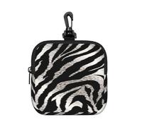 BTCOWZRV Small Neoprene Pouch, Mini Portable Makeup Bag With Carabiner Keychain Waterproof Travel Coin Purse Storage Bag Black And White Zebra Print Clutch Cosmetic Organizer For Women