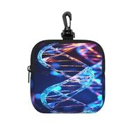 BTCOWZRV Small Neoprene Pouch, Mini Portable Makeup Bag With Carabiner Keychain Waterproof Travel Coin Purse Storage Bag Dna Genetic Helix Clutch Cosmetic Organizer For Women