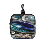 BTCOWZRV Small Neoprene Pouch, Mini Portable Makeup Bag With Carabiner Keychain Waterproof Travel Coin Purse Storage Bag Abalone Nacre Clutch Cosmetic Organizer For Women