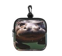 BTCOWZRV Small Neoprene Pouch, Mini Portable Makeup Bag With Carabiner Keychain Waterproof Travel Coin Purse Storage Bag Diving Hippo Clutch Cosmetic Organizer For Women