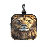 BTCOWZRV Small Neoprene Pouch, Mini Portable Makeup Bag With Carabiner Keychain Waterproof Travel Coin Purse Storage Bag Lion Image Clutch Cosmetic Organizer For Women