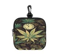 BTCOWZRV Small Neoprene Pouch, Mini Portable Makeup Bag With Carabiner Keychain Waterproof Travel Coin Purse Storage Bag A Puff In Time Weed Marijuana Clutch Cosmetic Organizer For Women