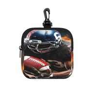 BTCOWZRV Small Neoprene Pouch, Mini Portable Makeup Bag With Carabiner Keychain Waterproof Travel Coin Purse Storage Bag Cool American Football Clutch Cosmetic Organizer For Women