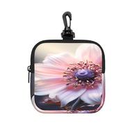 BTCOWZRV Small Neoprene Pouch, Mini Portable Makeup Bag With Carabiner Keychain Waterproof Travel Coin Purse Storage Bag Flower Blossom Clutch Cosmetic Organizer For Women