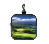 BTCOWZRV Small Neoprene Pouch, Mini Portable Makeup Bag With Carabiner Keychain Waterproof Travel Coin Purse Storage Bag Scenic Hawaii Golf Tropical Clutch Cosmetic Organizer For Women