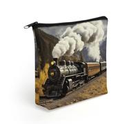 BTCOWZRV Steam Locomotive Train Makeup Bag Cosmetic Bags Toiletry Bag