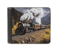 BTCOWZRV Steam Locomotive Train Slim Wallets for Men Bifold Wallet